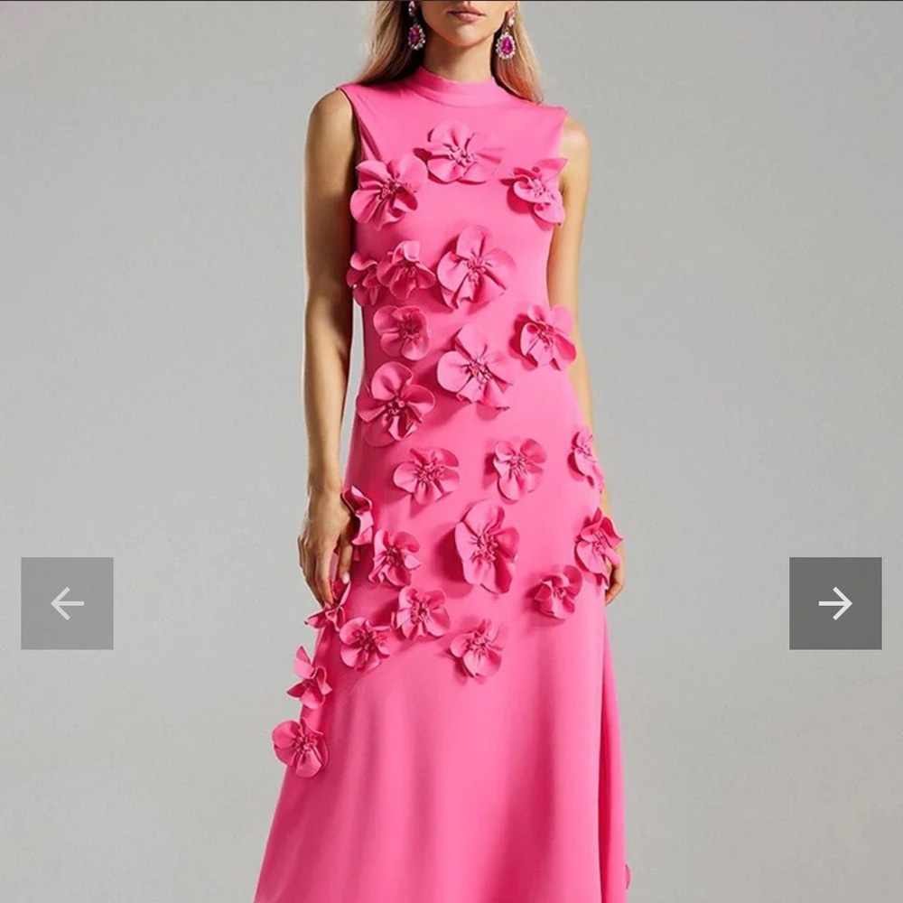 Elegant Pink Floral Women's prom or bridesmaid dress